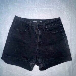 Old Navy High Rise WOW Jean Shorts Women 26x12 Size 6 Black Denim Regular Fit